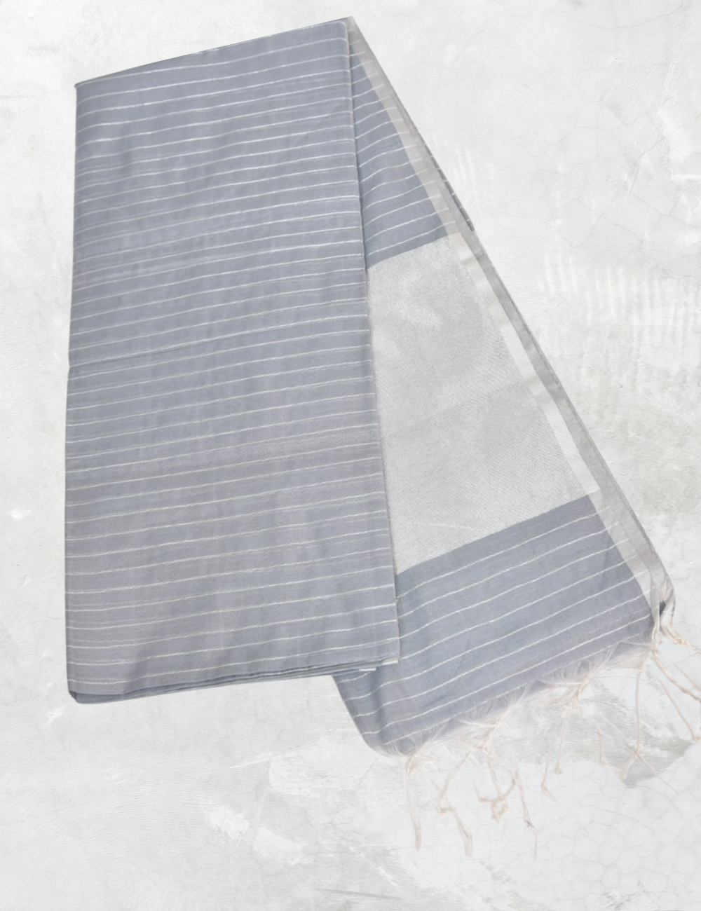 Silver Stripe Khadhi Cotton Saree