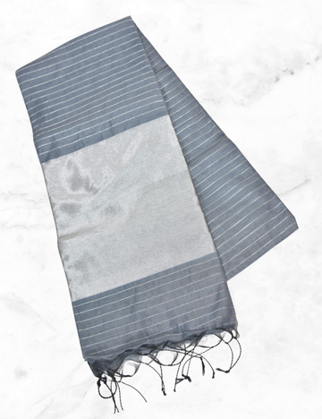 Grey Stripe Khadhi Cotton Sareesar