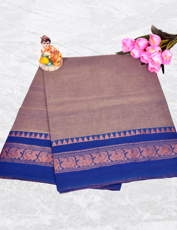 Ash with Blue Annam Border without Blouse