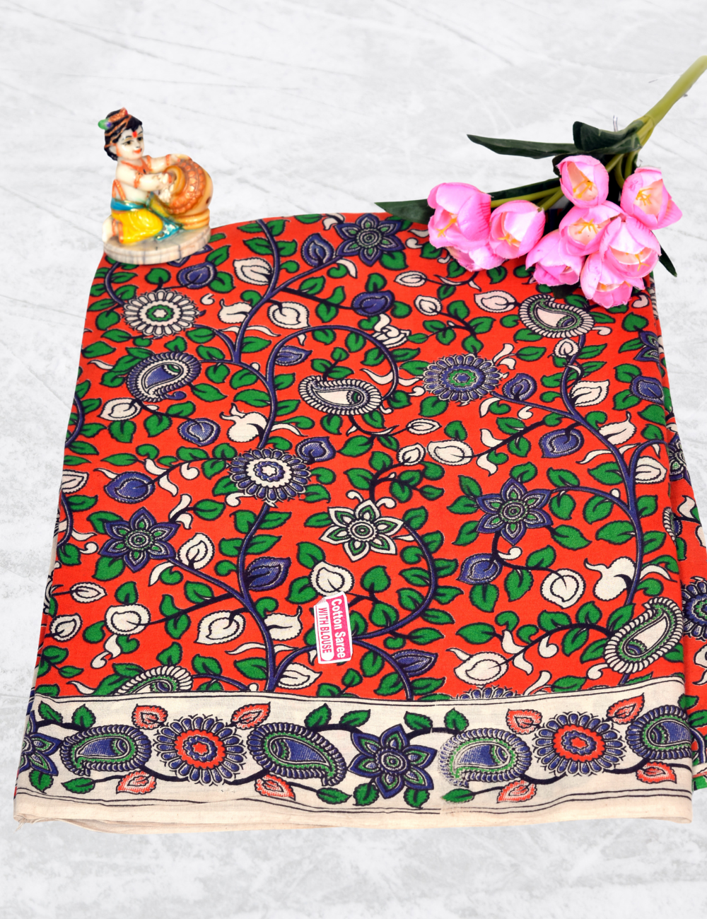 Multi Colour Kalamkari Pure Cotton Saree