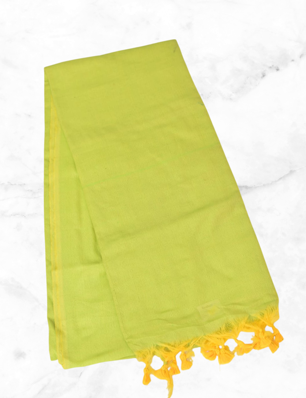 Fluorescent Green Plain Khadhi Cotton Saree