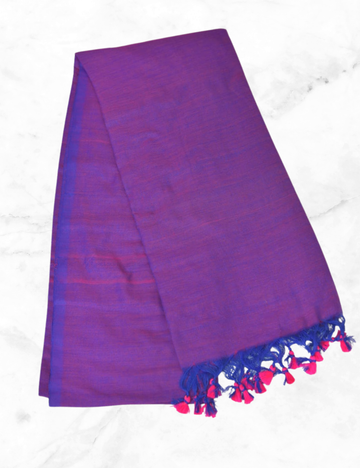 Dark Purple Plain Khadhi Cotton Saree