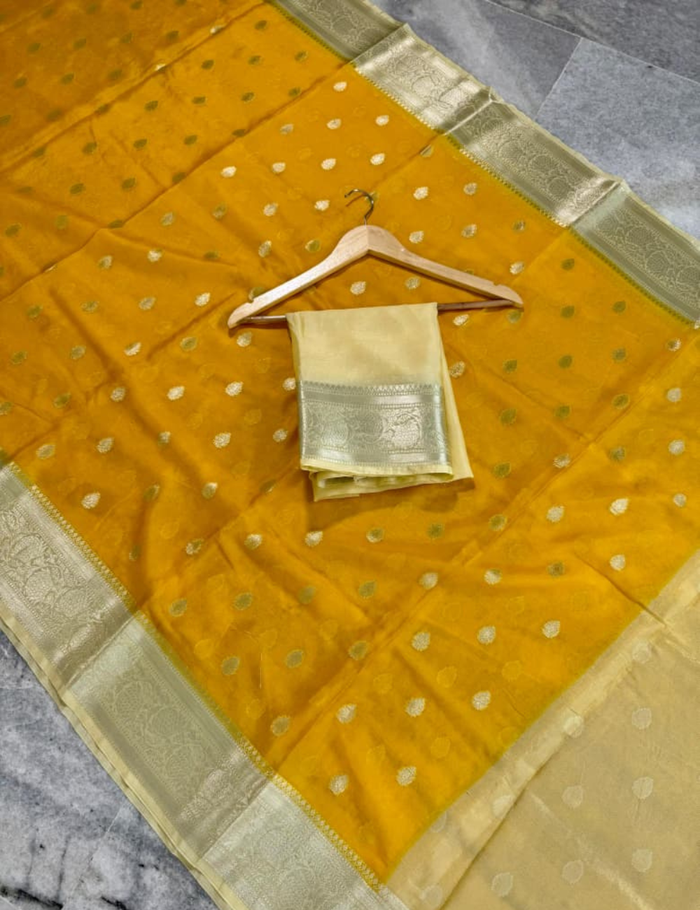 Yellow with Sandal Border Banarasi Warm Silk