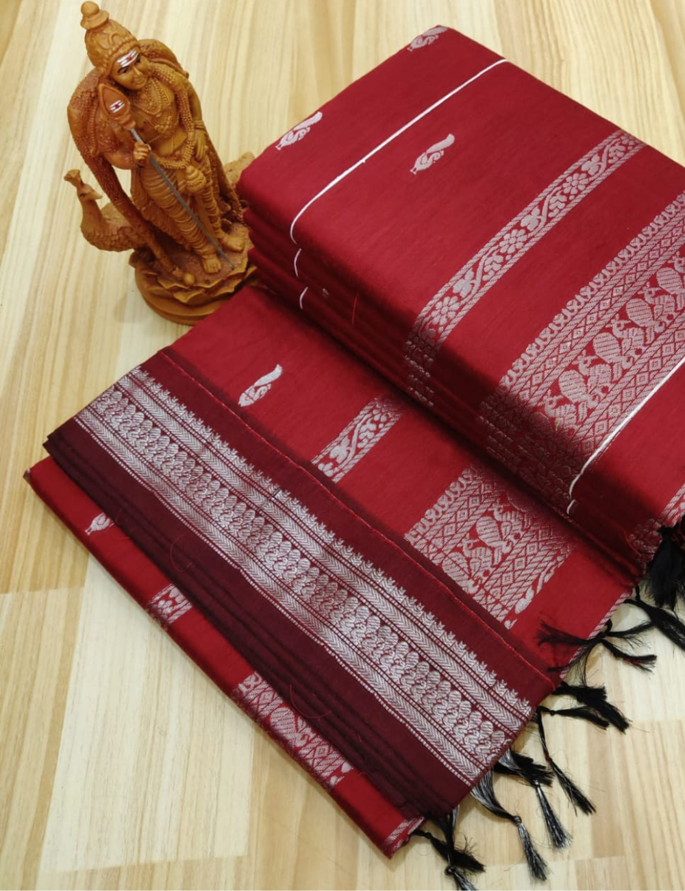 Meroun with Silver Premium Kalyani Cotton Saree