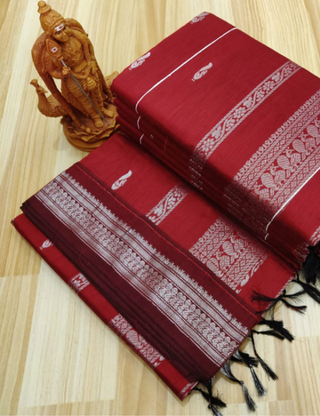 Meroun with Silver Premium Kalyani Cotton Saree