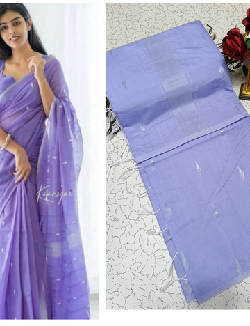 Lavender with Silver Border Premium Maheshwari Silk