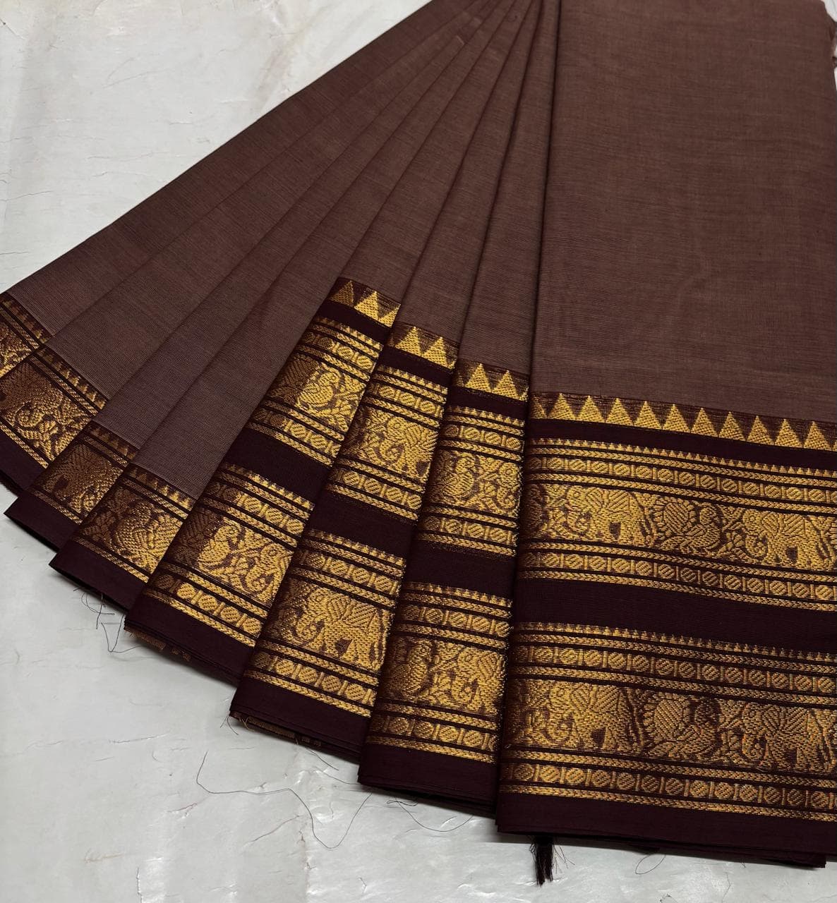 Light Brown Kanchi Cotton Saree